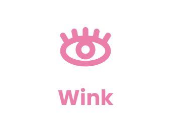 WINK app logo, a stylized pink eye