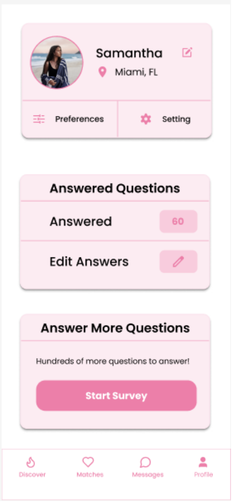 High fidelity settings screen
