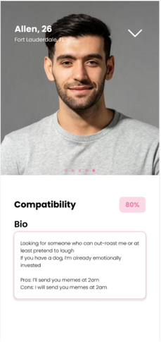 High fidelity user profile screen