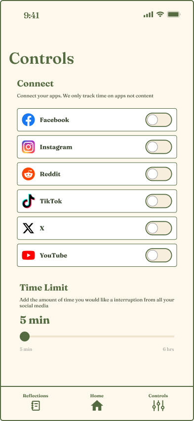 High fidelity controls screen
