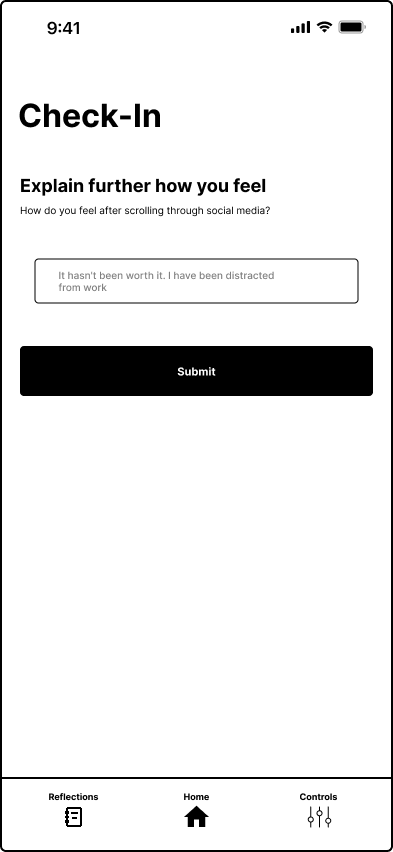 Low fidelity main screen
